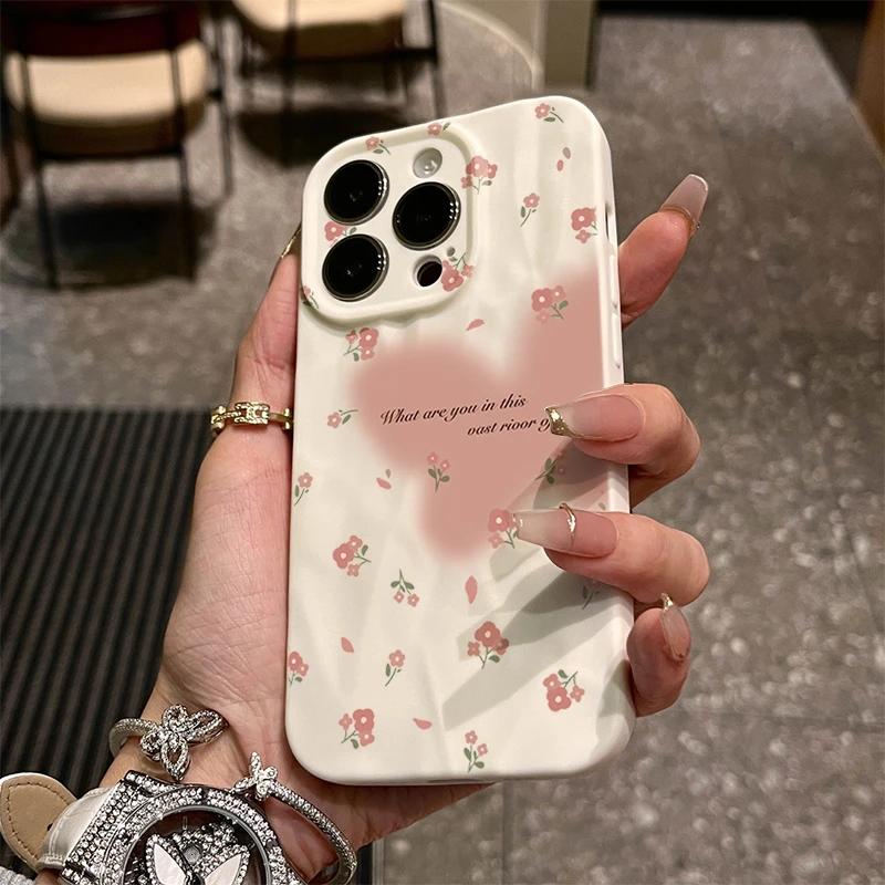法式碎花蝴蝶iphone15苹果手机壳14promax褶皱13pro高级12包11ins