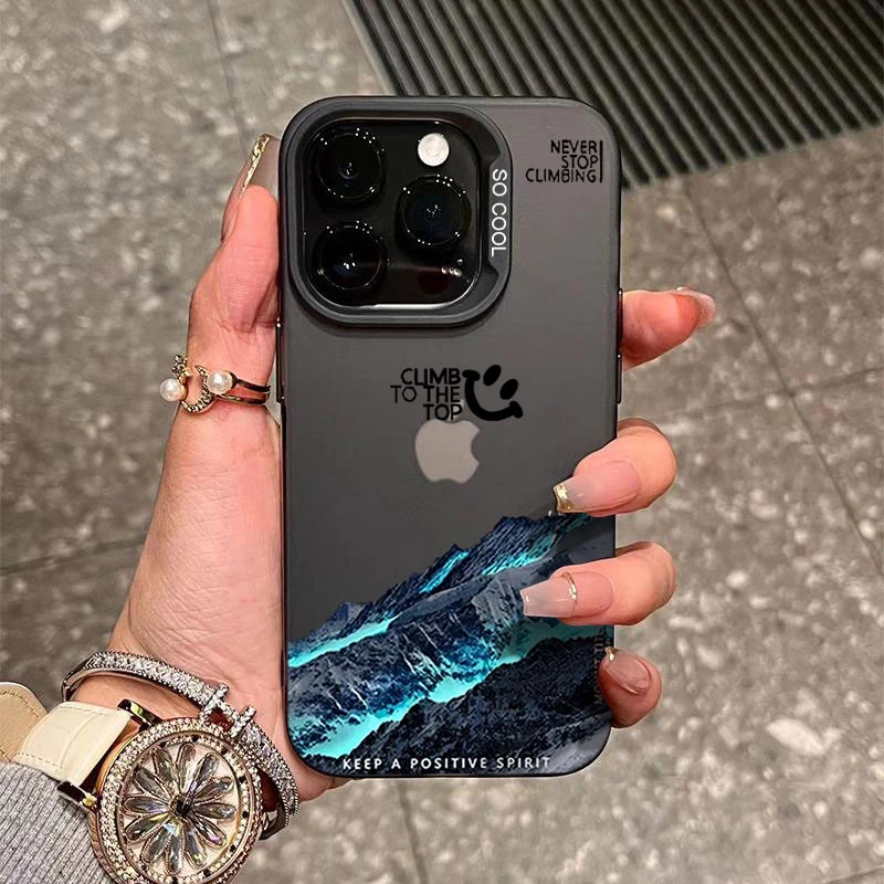极光雪山适用苹果15手机壳iphone14Promax磨砂13软硅胶12防摔11/X