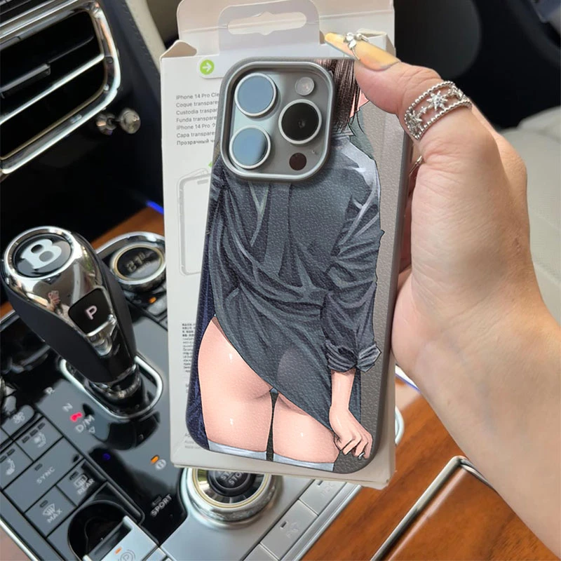 二次元女孩适用苹果16ProMax手机壳皮纹iphone1514高级131211防摔