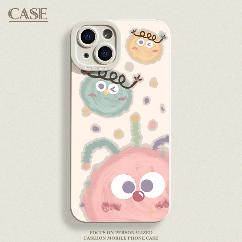 彩色小煤球苹果15promax手机壳iPhone14/13防摔12/11创意ins卡通X