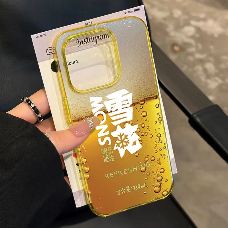 雪花啤酒适用iphone15 14promax苹果11手机壳13软胶12防摔X可爱
