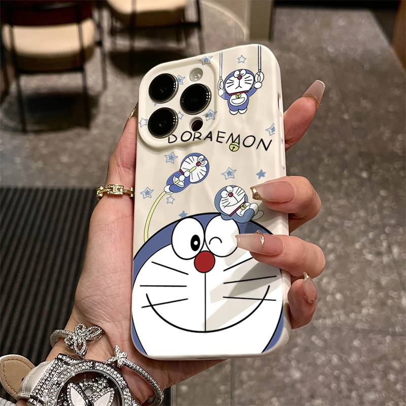 可爱哆啦A梦iphone15苹果手机壳14promax褶皱13pro高级12全包11