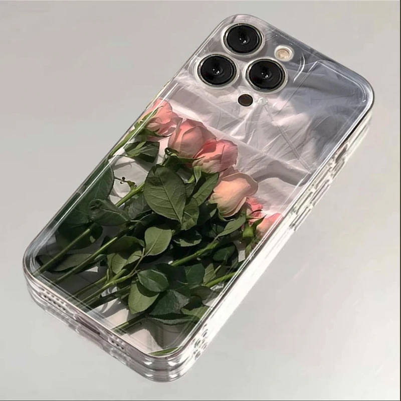 粉玫瑰花束iphone15P苹果手机壳14promax太空13高级12/11/XSR78P