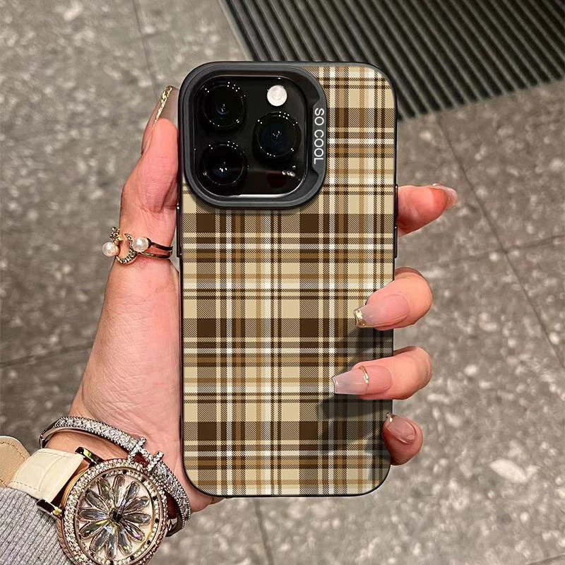 秋冬氛围格子适用苹果1615手机壳iphone14Promax13软胶12防摔11xs