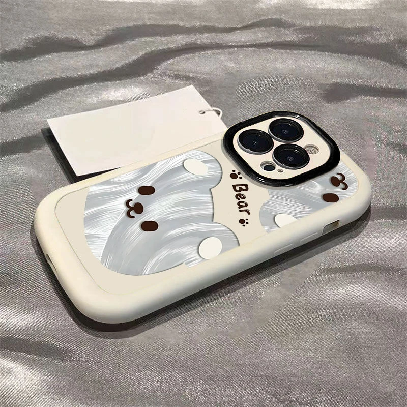 金属感小熊适用iphone16苹果15promax全包手机壳14泡芙13p/12/11