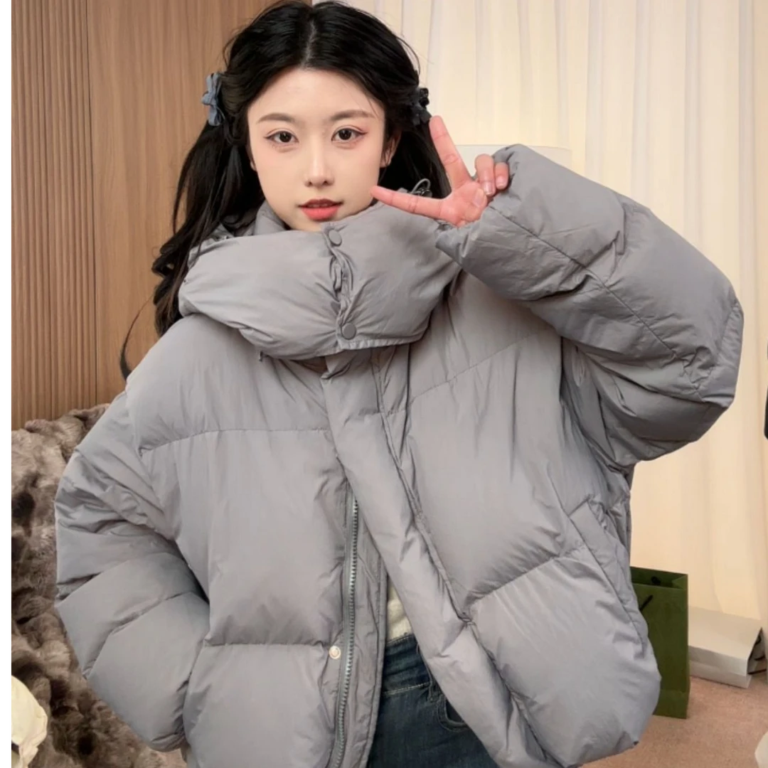 标准女装轻薄百搭冬季简约气质短款羽绒服连帽宽松加厚保暖