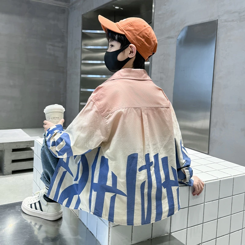 儿童装男童秋装衬衫2025新款洋气款中大童秋季炸街帅气男孩衬衣潮