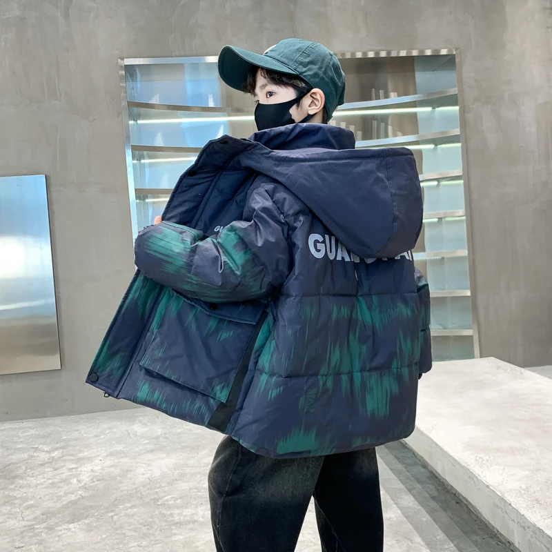 男童棉衣冬装2024新款中大童连帽棉服儿童中长款韩版加厚棉袄衣服
