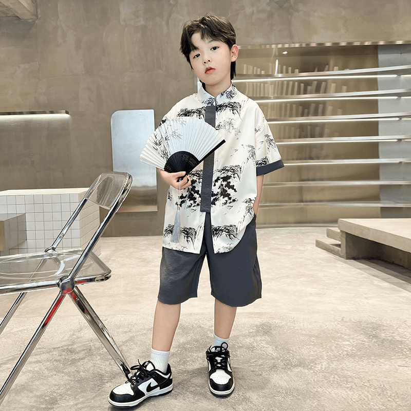 儿童装男童汉服套装2024新款中大童夏季中国风唐装男孩古装夏款潮