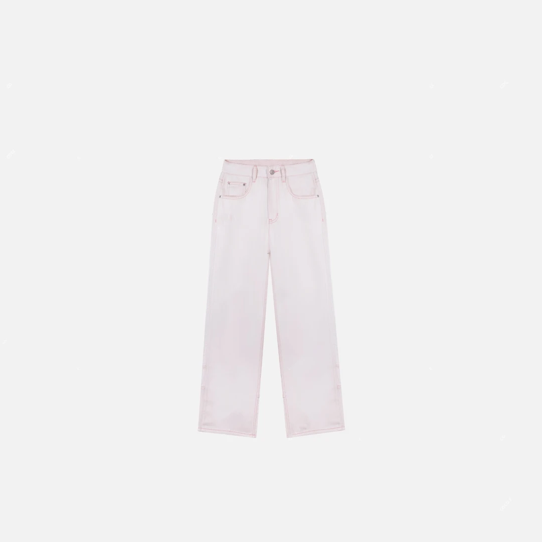 安安推荐【桃桃星球】90%天丝设计感裤脚直筒牛仔裤BL-KSB1853