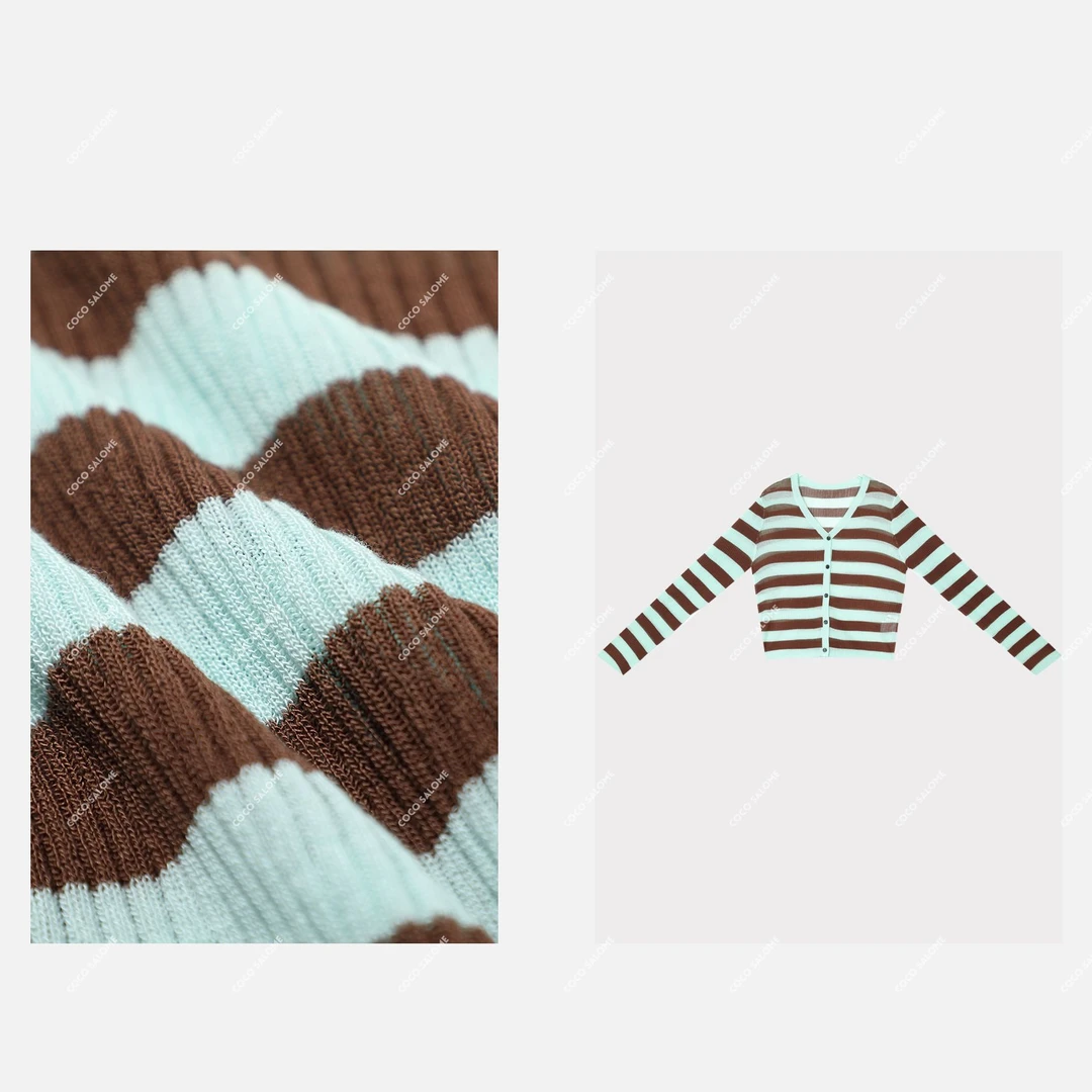 安安推荐【年轮】天丝时尚撞色条纹V领薄款防晒开衫MYS51119983K