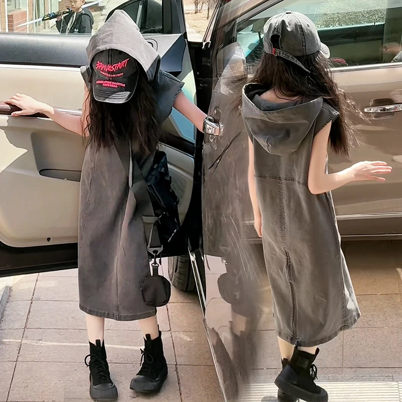 儿童女装2024新款秋装牛仔连衣裙长袖女童春秋季裙子洋气女孩衣服