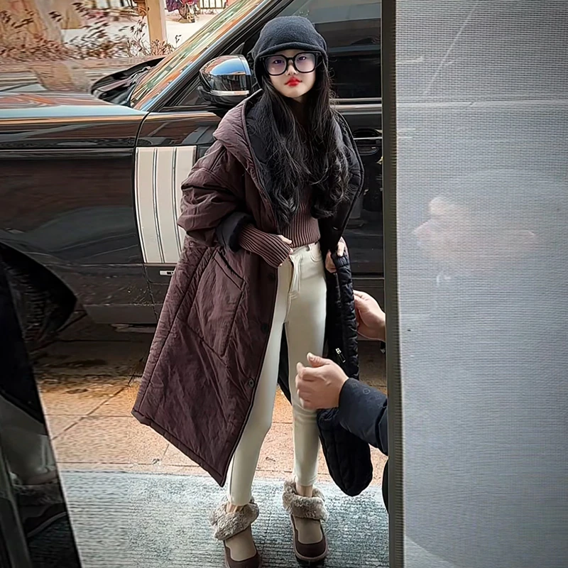 【影宝专属】女童两面穿棉服中长款