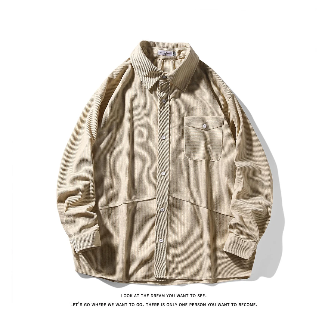 KONITIHA 日系垂感情侣男女纹理感百搭长袖宽松复古通勤衬衫C2163