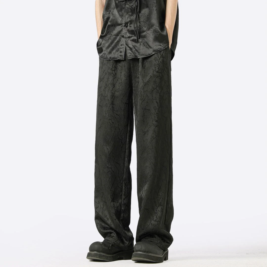 KONITIHA 新中式垂感情侣学生提花垂感纯色休闲长裤中国风 K9689