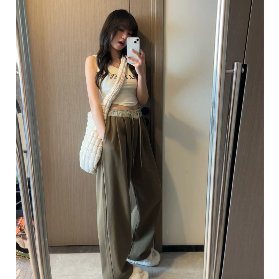 KONITIHA 高品质情侣垂感亲肤拼色直筒宽松阔腿显瘦休闲裤卫裤309