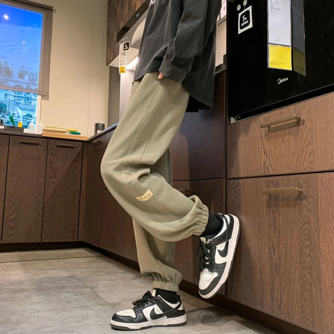 KONITIHA 美式纯色宽松情侣束脚休闲裤运动直筒百搭ins长裤 K9622