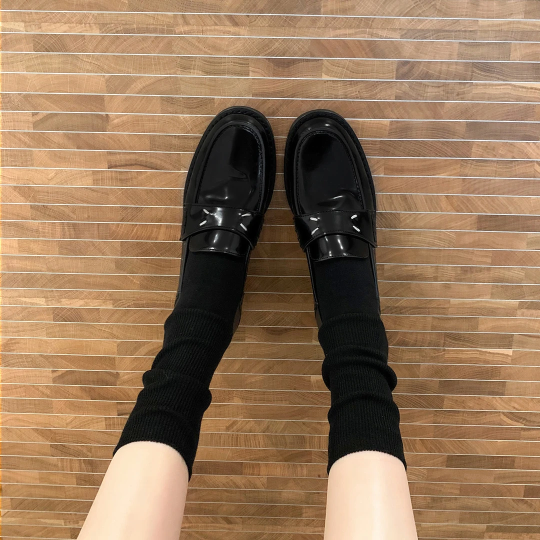 【苏茵茵同款】大幂幂~m6真皮手缝线踩跟懒人乐福鞋女小皮鞋秋新款