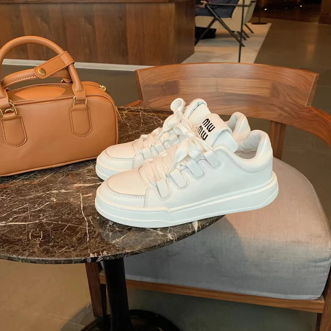 【葡萄妈同款】阿miu家~真皮厚底增高休闲鞋板鞋小白鞋女面包鞋新款