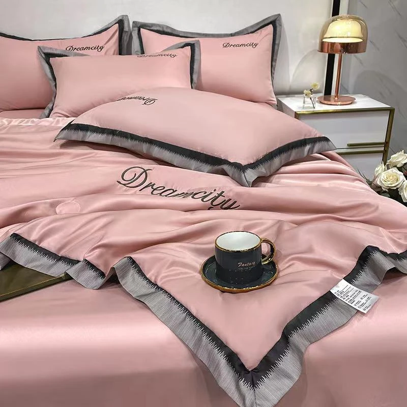 【邮政甄选】轻奢柔软丝滑四件套精梳针织简约透气凉感夏凉被