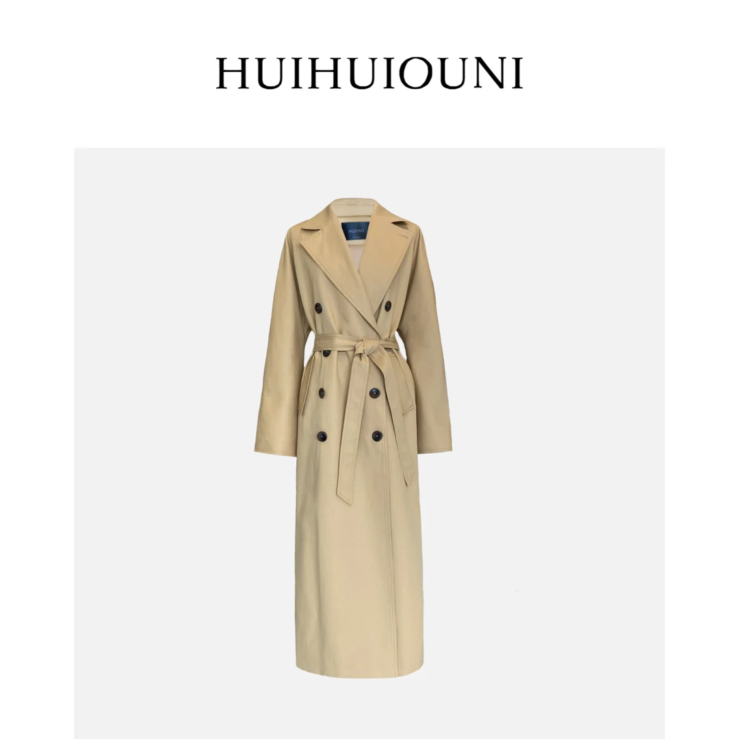 慧慧欧尼   弧形立体裁剪  Designer秋款双排扣翻领风衣