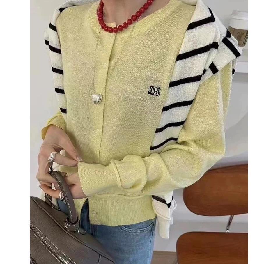 Pada&BLM【字母mot】经典撞色字母百搭针织开衫 24127 Hi Fortune
