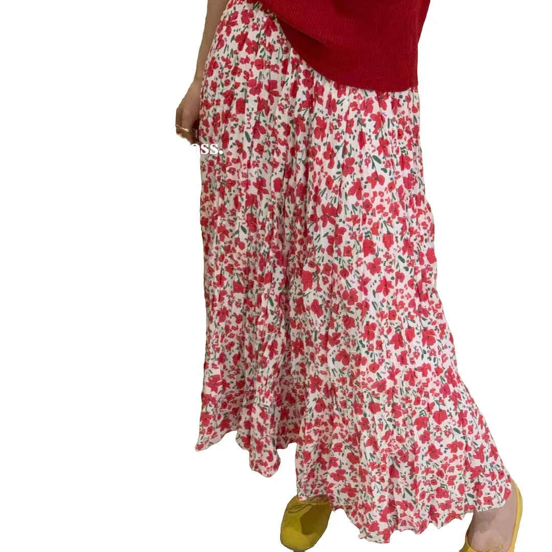 【韩系】芝芝草莓~时尚百搭碎花大摆伞裙半身裙2024夏