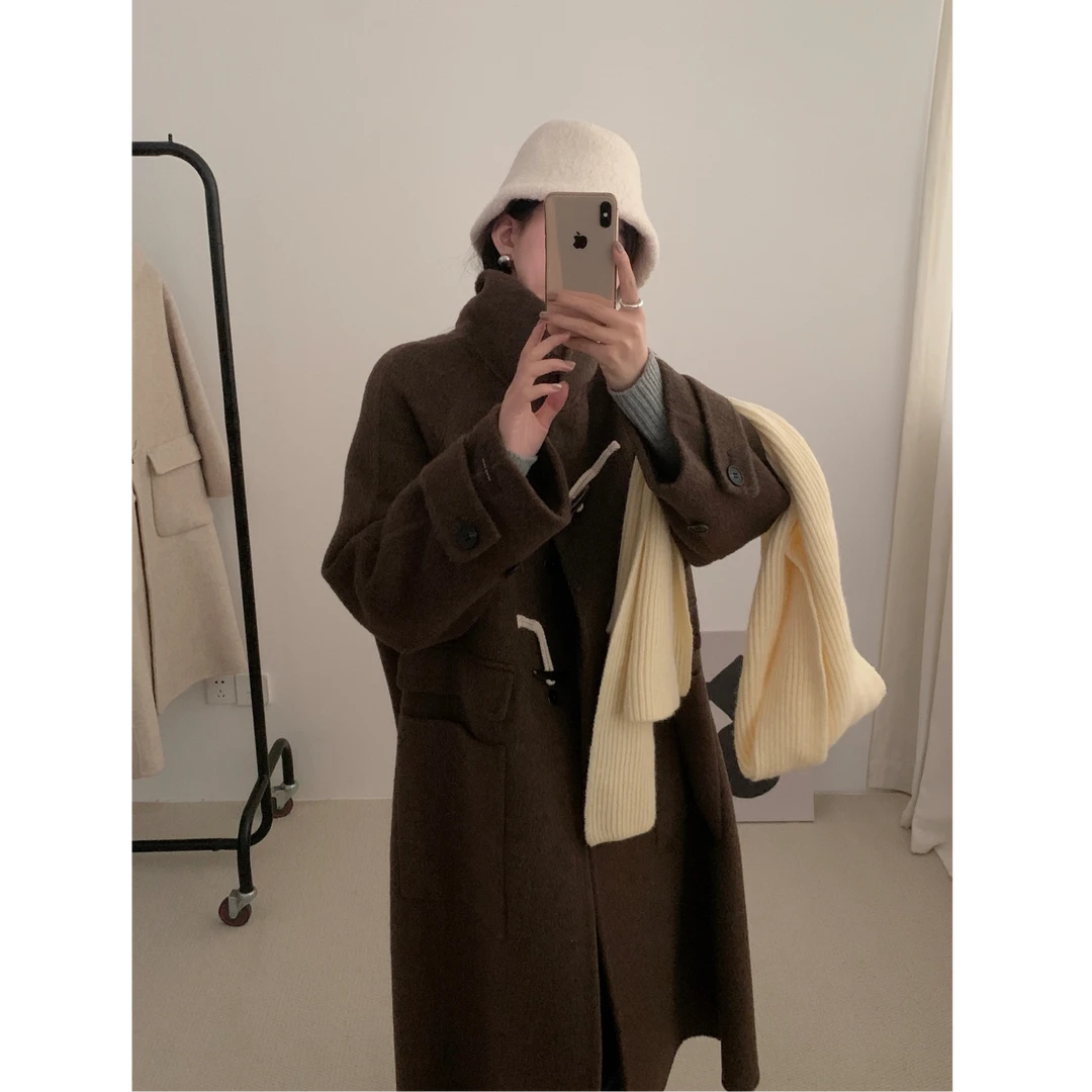 Pada.嘻&DY【立领牛角扣】韩系时尚双面毛呢外套244350 Hi Fortune