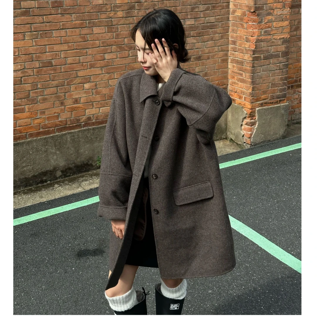 Pada.嘻&RIVA【冬日特调】韩版冬季中长款毛呢外套 0272 Hi Fortune