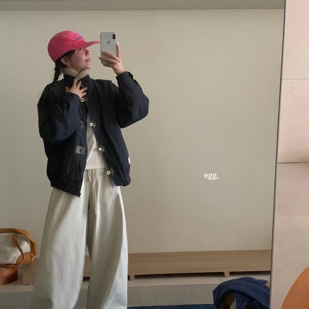 Pada&Egg【冬日.可爱】复古撞色棉服 短款休闲外套 2003 Hi Fortune