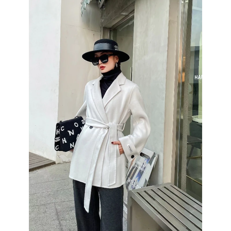 【丽爷】2673米白色羊毛大衣