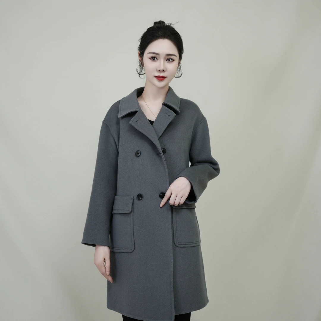 【丽爷】A016灰色毛呢大衣