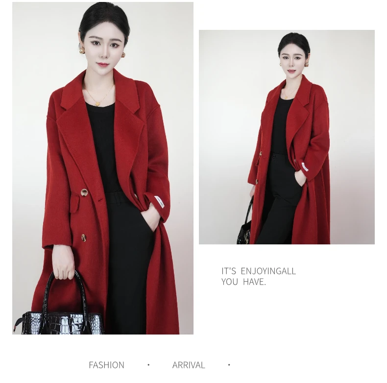 【丽爷】F001红色毛呢外套