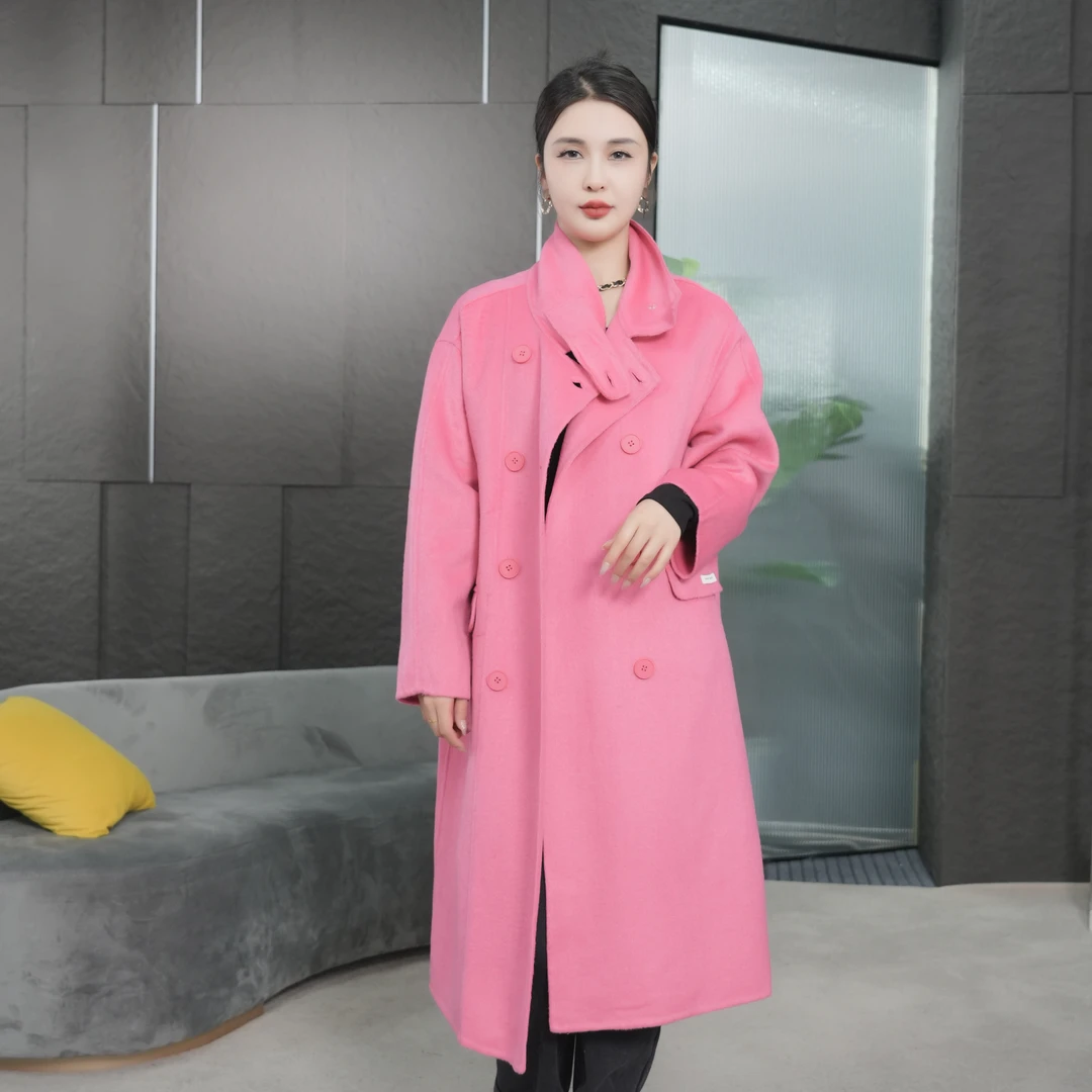 【丽爷】B001粉色毛呢外套