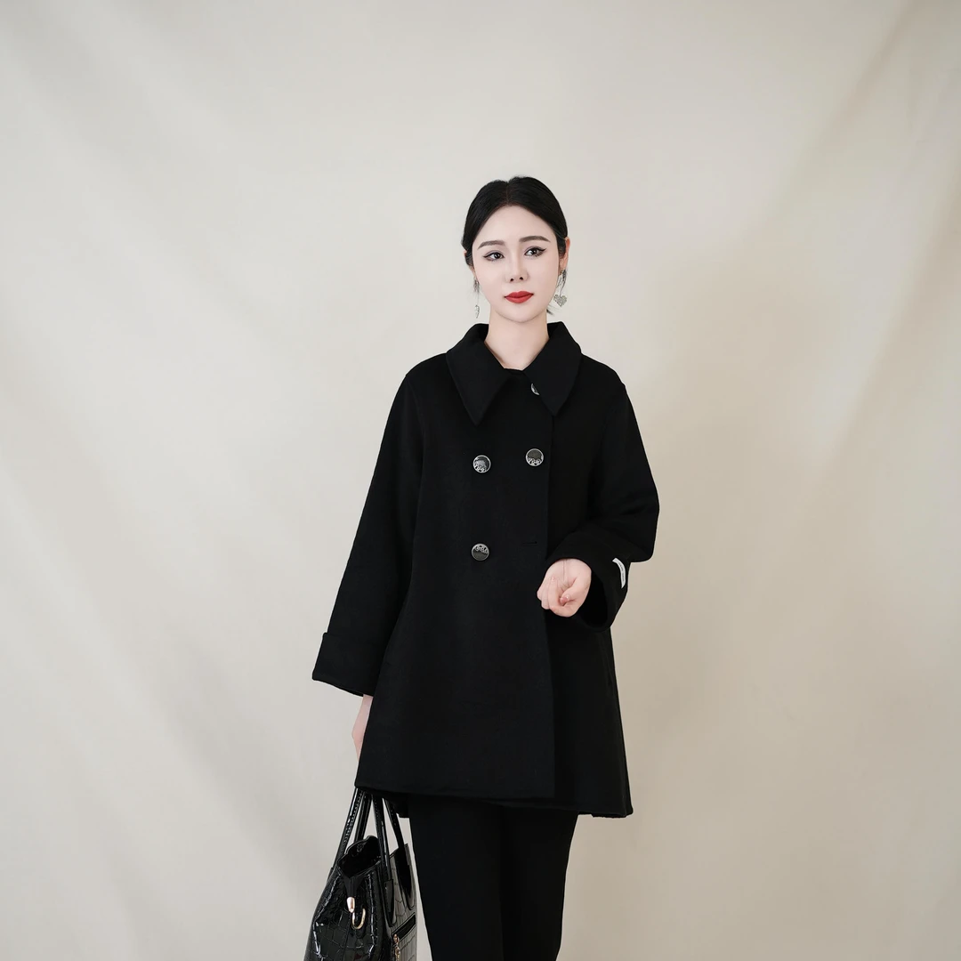 【丽爷】2201-22黑色毛呢外套