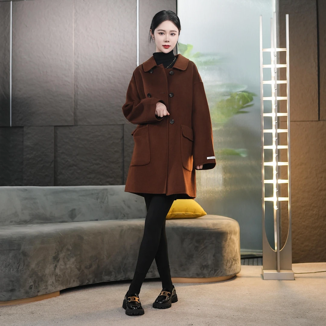 【丽爷】9018咖色羊毛外套