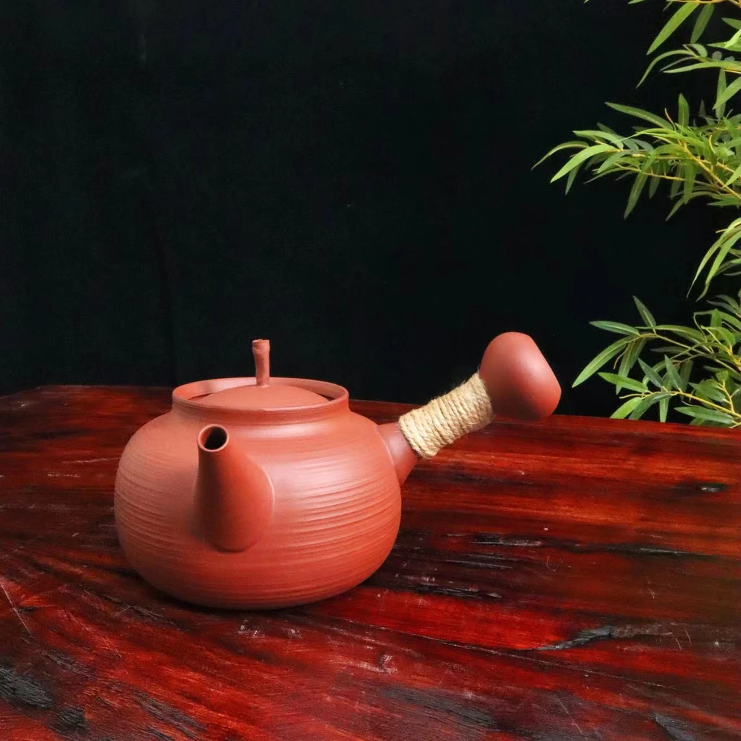 煮茶壶全手工侧把砂铫壶电碳两用壶煮水煮茶600cc烧水壶泥壶