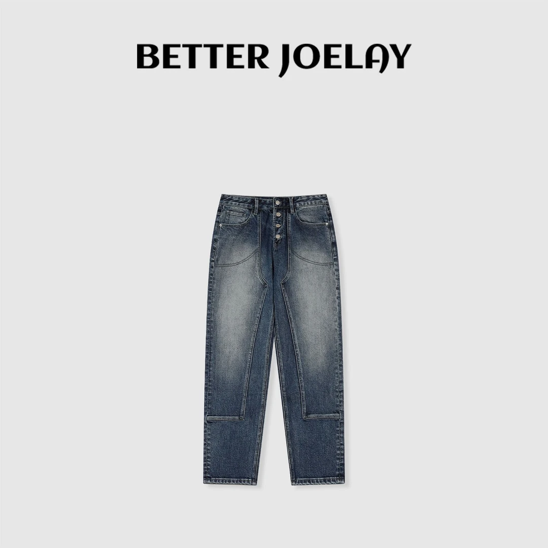BETTERJOELAY -【人间浪漫】百搭时尚潮流休闲时尚宽松牛仔裤JG9271