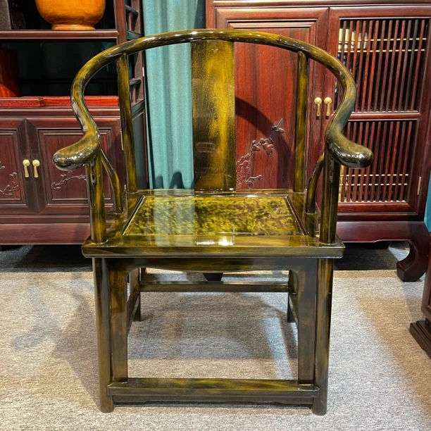 金丝楠木绿料圈椅红木家具