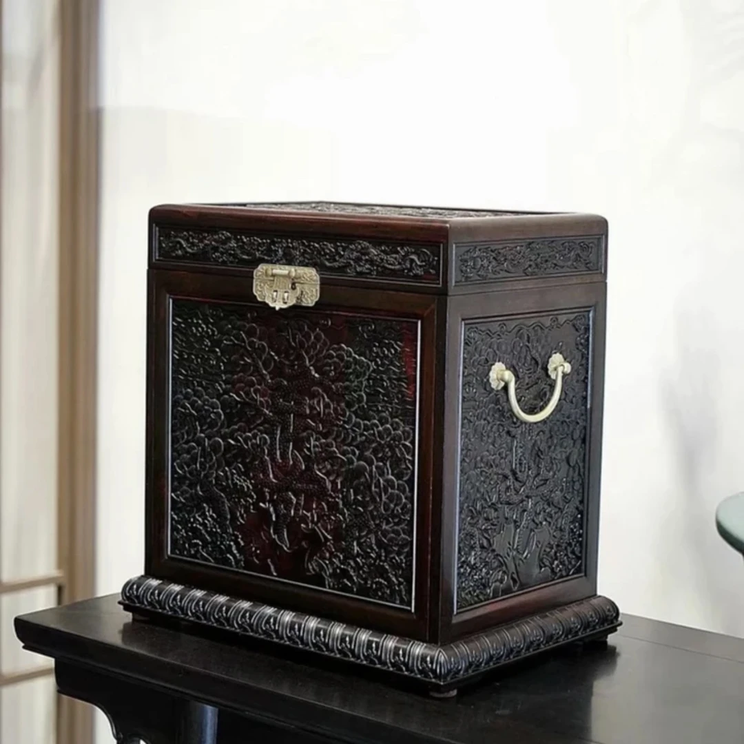 红酸枝复刻·松寿云龙箱 红木工艺品
