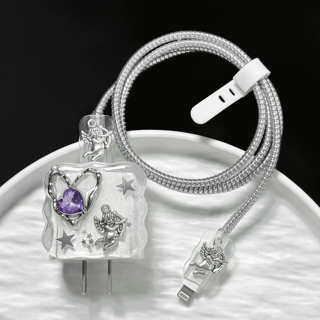 适用于苹果15数据线保护套iPhone14pro充电器保护套20w快充缠绕绳