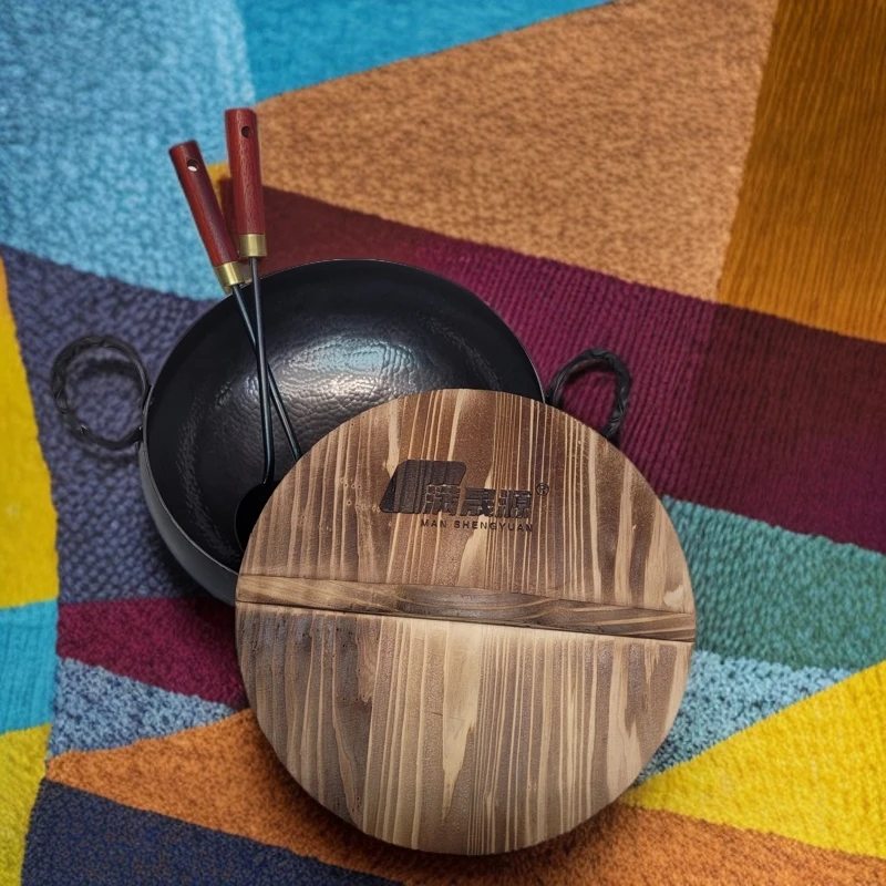 满晟源【古法双耳大肚锅】加厚加深/更丝滑炒菜更香/