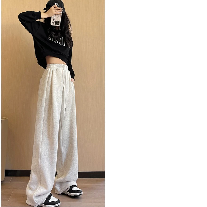蕉下森林裤子阔腿裤卫裤运动裤羊羔绒运动裤宽松束脚高腰直筒显瘦
