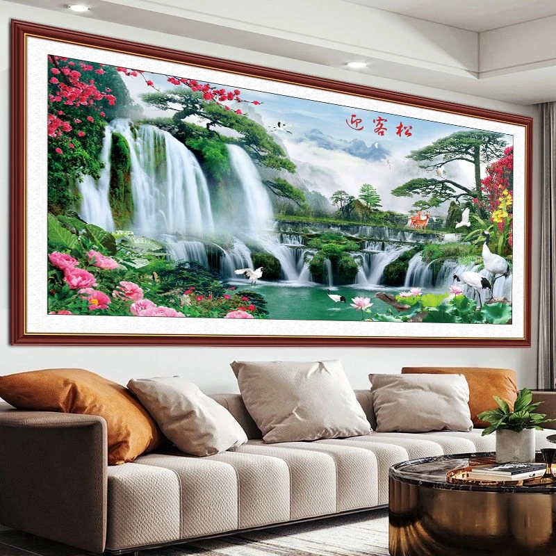 一帆风顺风水墙贴壁画中式家和富贵墙纸自粘装饰画客厅沙发背景