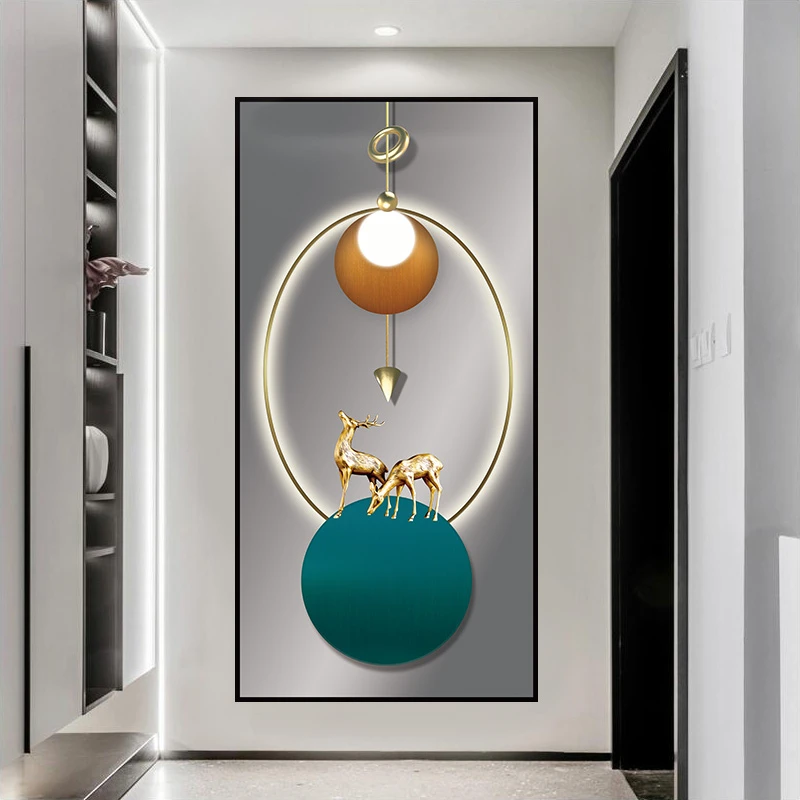 客厅入门过道走廊抽象立体玄关装饰画现代简约高级感自粘墙面贴画