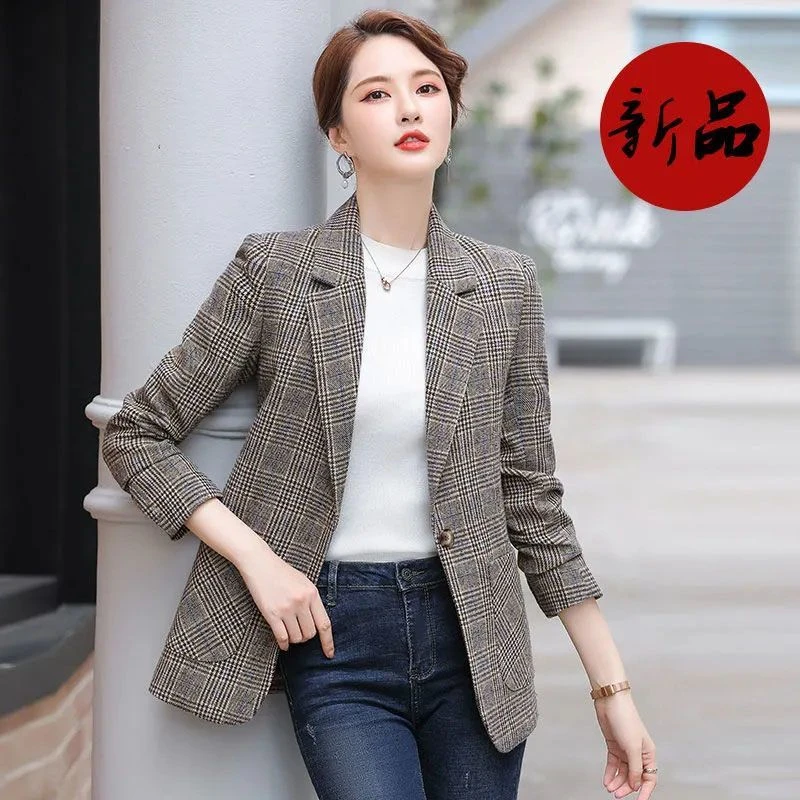 小西服长袖小西装外套女春秋韩版百搭英伦风西服工作服女士