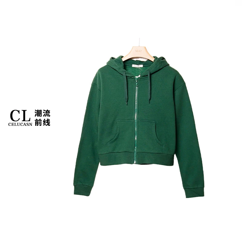 Y4PBZ0330#短款拉链卫衣外套女秋冬深秋季内搭连帽开衫修身上衣