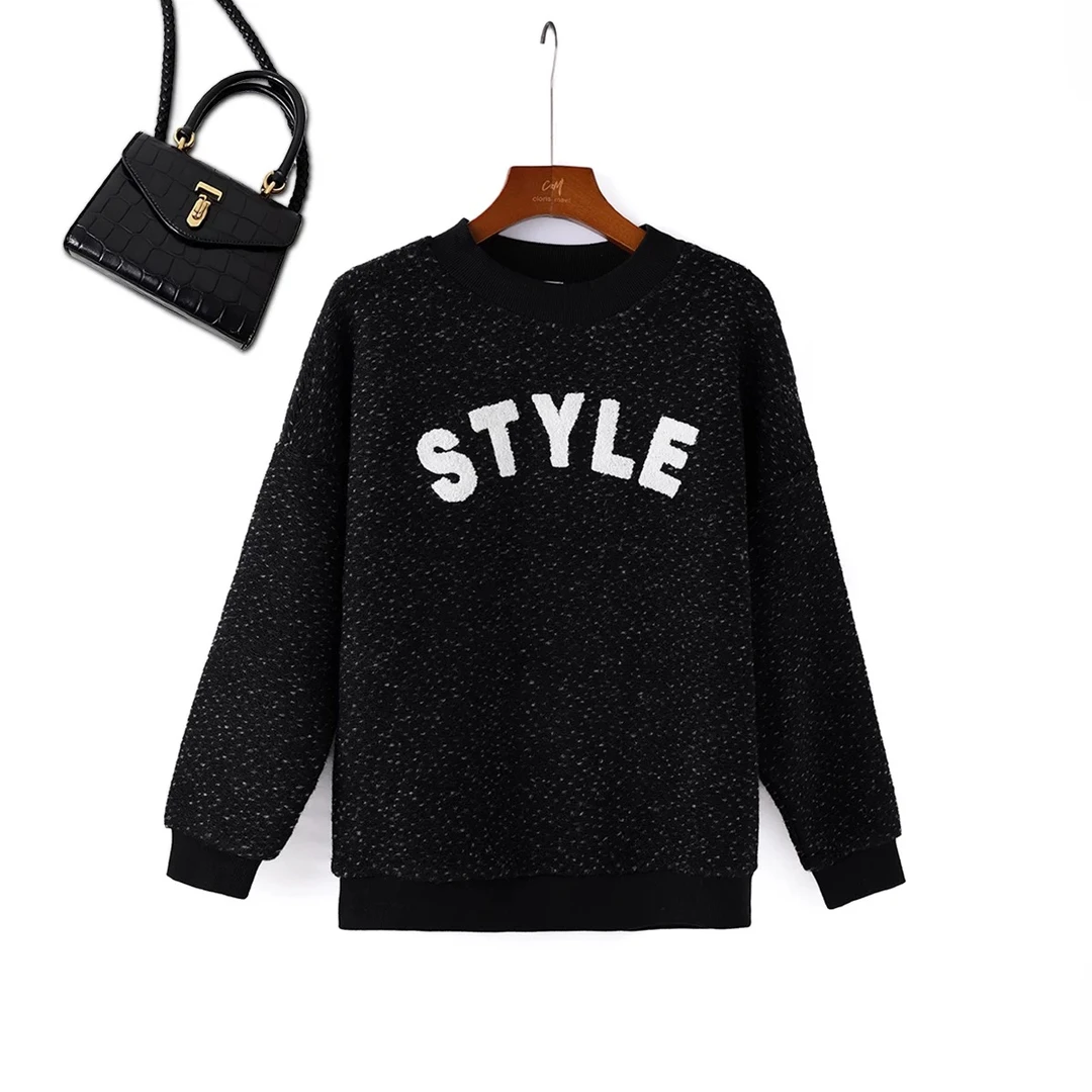 2024秋冬字母宽松高档毛衣女中长款呢上衣K6VIN326