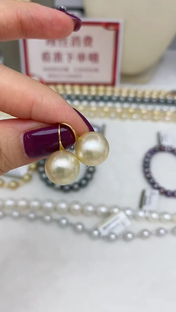 【闪购商品】海水珍珠耳饰18K金镶嵌40       12-13mm