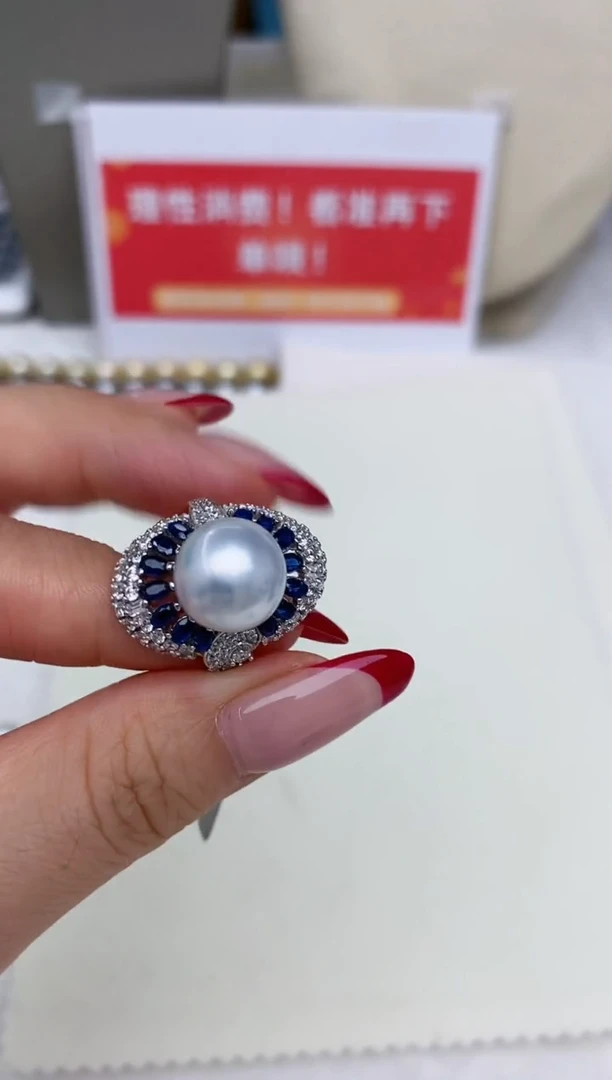 【闪购商品】海水珍珠戒指银S925镶嵌6    11-12mm